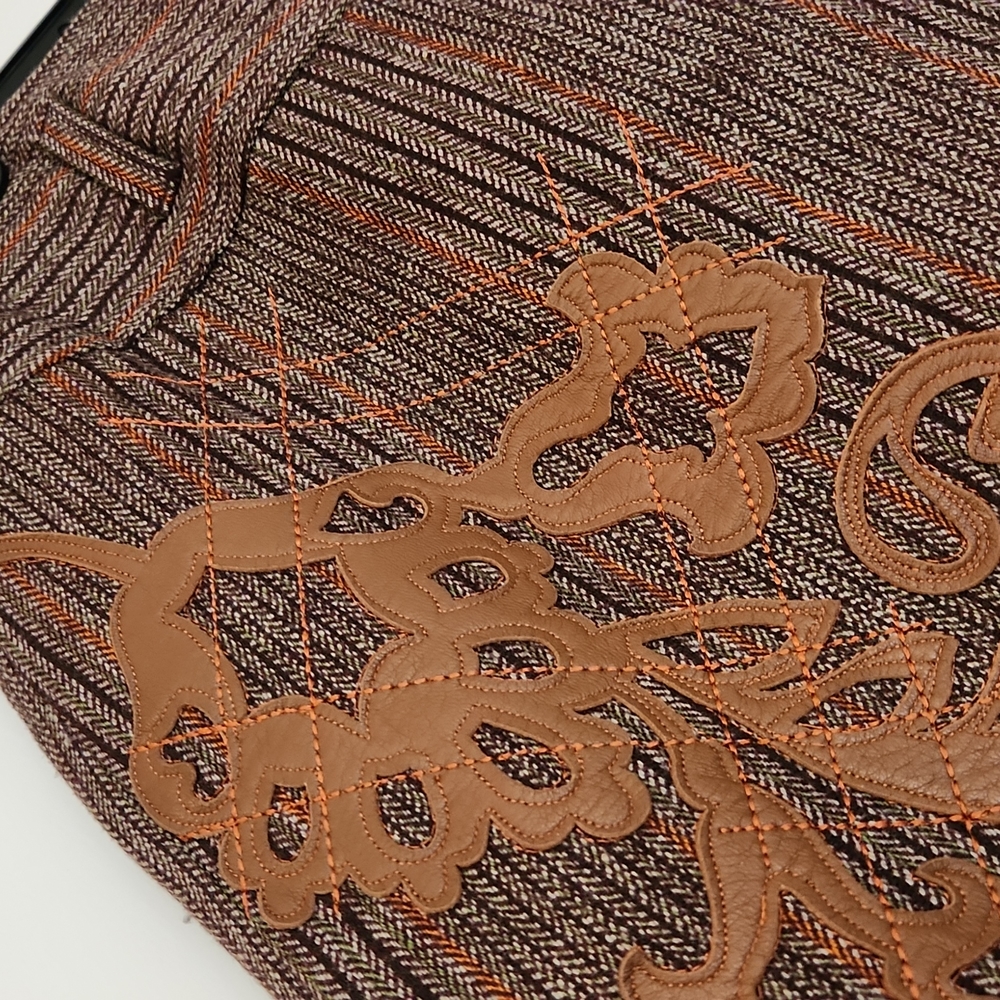 Wool pencil skirt with leather design size 2 - Picture 3 of 5
